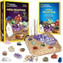 NAIONAL GEOGRAPHIC Mega Gemstone Dig Kit - Dig Up 15 Real Gemstones and Crystals, Science Kit for Kids, Gem Digging Kit, Gift for Girls and Boys, Mining Kit, Rock Collection