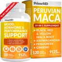PrimeMD 19- -1 Peru Maca Root Capsules - 9125 mg Ashwagandha Suplemen dengan Maca Fenugreek dan Ginseng untuk Mood, Hormone & Performance Dukungan (120 Capsules)