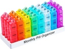 Zoksi Monthly Pill Organizer 3 kali sehari, Satu Bulan Pengelola Kotak Pill Morn- Noon- Eve, Kasus Pil KB 30 untuk Perjalanan, 31 Hari Organisasi Obat-obatan dengan 32 Removable Kompartemen untuk Semua Media