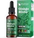 Ginkgo Bisorbs Extract Drops Liquid 2000mg (Ginkgo biloba L.) Herbal Suplement Absorbs Better Than Capsules, 1 Bulan Supply, 84 Servis, Alcohol- Free Tacture - 2 Oz, Paket 1
