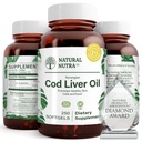 Suplemen Minyak Cod Liver Natural Nutra Norwegia, membantu Mempertahankan Kulit, Membantu Menjaga Density Tubuh, Fungsi Kesehatan Mata & Nerve, Promotes Kesehatan Dental, Supports Cardiovaskular Kesehatan, 250 Softgels