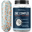 Zinc Tambahan Microbedlets dengan Copper untuk Dukungan Imune; Sangat Absorbable Zinc Bisglycinate & Ostale dengan 2mg Contated Coper + Vitamin B6 124; Vegan, Gluten- Free Capsules (2 Bulan Supply)