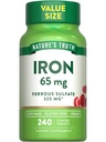 Nature 's Truth Iron Tablet 65mg 124; 240 Count 124; 325mg Ferrous Sulfate 124; Vegan, Non-GMO & Gluten Free Suplemen