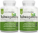 Herbal Nutrition Organic Ashwagandha 1300mg Max Power, Two Bottle Pack, 120 Capsules Plus Black Pepper untuk Bioavability