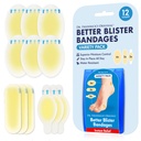 Gencatan Senjata Lebih Better Blister - 12ct - Water Resistan - 40% Cushioning - Hydrocolloid Bandges for Foot, Toe, & Heel - Blister Pads for Prevention & Recovery - Variety Pack