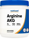 Nutricost Arginine AKG Powder 300 Grams (AAKG) - 3G Per Serving & 100 Serving - Murni Arginine Alpha Ketoglutarat