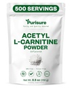 Purisure Acetyl L-Carnitine powder, 250g, ALCAR Powder, Amino Acid Suplemen, Acetyl L- Carnitine Supplemen Performance Better Cognitive and Muscular Endurance, Gluten Free, Non-GMO, 500