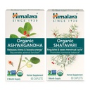 Hilaya Organik Ashwagandha untuk Dukungan Energi Plus Organik Shatavari untuk PMS, Menstrual Crash Relief & Menopause Dukungan, 60 Capsules Setiap-2 Produk Bundle