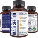 Premium Black Cumin Seed Oil Capsules - Virgin Cold Menekan Nigella Sativa Black Seed Oil Pills - Imune Dukungan Supplemen - Omega 3 6 9 Vitamin E Blackseed for Nails Hair Skin 1000 mg p / Serving