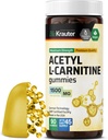 BIO KRAUTER Acetyl L Carnitine Gummies - 1500 mg Kekuatan - 90 Vegan Chews - Asam Acetil L Carnitine Supplemen - Pectin- berbasis, Non-GMO