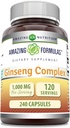 Amazing Formulas Ginseng Complex - 1000 Mg Per Serving, Capsules (Non- GMO, Gluten Free) Support Heallically Immune System - Supports Energy Produksi - Boosts Mental Alertice. (240 Count)