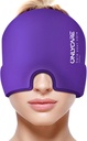 Kapten Bantuan Migrain ONLYCARE, Topi Sakit Kepala Soothing, Upgraded Odorless Gel Ice Head Chack, Hot and Cold Therapy, Headache Ice Pack for Tension and Stress (Purple)