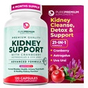 PurePremium Suplemen Dukungan Kidney - Ginney Cleanse Detox & Repair dengan Ekstrak Cranberry & Astragalus - 21-in- 1 Kompleks Pasokan Normal, Track Uliner & Kidneys Kesehatan - 120 Hari Supply