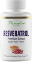 Paradise Herbs Resveratrol, Antioksidant, Super Power, Ultra Pure, Vegan, Non GMO, Gluten Free, 60 Vegetarian Capsules