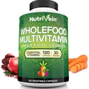 Nutrivein Whole Food Multivitamin for Men & Women - 120 Vegan Multivitamin Caps for Dewata - Daily Energy, Imune & Heart Support - Raw Buah & Veggie Blend + B Vitamin - Not Intended for Kids