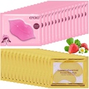 30 Pairs Lip Mask & Under Eye Mask, 24K Gold Crystal Collagen Under Eye Patches for Puffy Eyes, Lip Masks Efektif Menjelang Lip & Eye Skin, Mata Masks Mengganti Fine Lines & Dark Circle