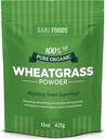 Sari Foods Organic Wheatgrass Popper - Wheat Grass Juice Powder with Chlorofil, Antioksidants & Vitamin (15 Ounce)