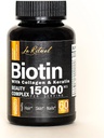 Biotin Vitamin dengan Collagen & Keratin - Perkembangan Rambut untuk Perempuan & Pria - 15000 mcg Pil - Vitamin A, D, B1, B2, B3, B5, B6, B12 Kompleks - Sehat Vegan Kapsul - 60 Count