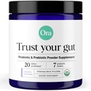 Ora Organik Prebiotik dan Powder Probider Tambahan - 20 Milyar Progories, 7 Strains for Best Prebiotic Pounder, Non-GMO, Progories for Women, Men & Kids - Lavender Lemonade Flavor, 30 Servis