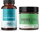 HERBAMAMA Stone Breaker dan Iodin Kit - Bundle dari 1200 mg Stone Breaker Capsules & Potasium Iodium Gummies - Vegan, Non- GMO, Glatin- Free - 2 Pack