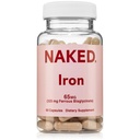Iron 65mg Naked, 325mg Ferrous Bisglycinate - Power Iron Suplemen Tinggi untuk Deficiency Besi, Dukungan Energi Cellular, Prolet Produksi Darah Merah Sehat, Non- GMO, Gluten- Bebas 60 Capsules