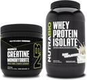 NutraBio Creatine Monohydrate, Unfeatored, 150g and Whey Protein Issolate, Unflashted, Supplement Bundle - Muscle Energy, Lean Muscle Growth, Recovery, and Power
