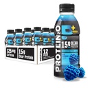 Protin2o 15g Whey Protein Isolat Hidration Drink Plus Energy & Focus, 350mg of Electrolites, 125mg of Caffeine, Sugar Free, Blue Raspberry, 16.9 oz Bottle (Paket 12)