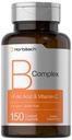 Horbaach B Complex Vitamin for Women and Men 124; 150 Caplets 124; dengan Folic Acid & Vitamin C 124; Non-GMO & Gluten Free Suplemen