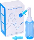 Neti Pot Sinus Rinse Conpression Nasal Irrigation Sinus Rinsing Kit Bottle Cleaner for Adult & Kids BPA Free (300ML, Blue)