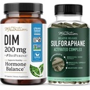 Sulforaphane Complex with 200mg DIM Suplement for Enhanced Estrogen Saldo for Women 124; Advanced Microbeadlet Technology Hormone Balance (60 Servings) with Diindolylmetana Capsules (120 Pelayan)