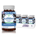 Lanakai Sambucus Elderberry Gummies dengan Zinc & Vitamin C untuk Dewasa & Anak-anak - 100mg Black Elderberry Vitamin Immune Supplemen - Vegan, Non-GMO, No Corn Syrup - 6 Pack
