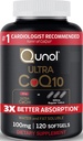 Quhol Ultra CoQ10 100mg, 3x Better Absorpsi, Patented Water and Fat Soluble Natural Suplement Form of Coenzim Q10, Antioksidant for Heart Health, 120 Count Softgels