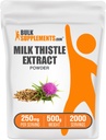 BulkSuplements.com Milk Thistle Extract Powder - Herbal Suplement, Milk Thistle Suplement - Gluten Free, 250mg per Serving, 500g (1.1 lbs) (Paket 1)