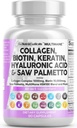Bersihkan Nutraceuticals Collagen Pil 1000mg Biotin 100000mcg Keratin Saw Palmetto Hyaluronic Acid - Hair Skin & Nains Vitamin & DHT Blocker dengan Vitamin E Folic Acid Pumpkin Sease MMS - 90 Count