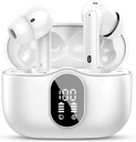BtootosWireless Earbuds Bluetooth 5.4 Headphone Bass Stereo Eds with Noise Cancelling Mic LED Tampilan di Earphone IP7 WaterProperal 36H Playtime for Laptop Pad Phones Sports Workout White