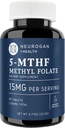 Neurogan L-5-MTHF Methyl Folate Suplement, 15 mg - Active Folic Aci- Vegan, Gluten- Free & Non-GMO - Supports Cognitive, Cardivascular & Mood Health - Made USA, 90- Day Suppply
