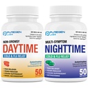 Puregen Labs Daytime and Nighttime Combo Pack, Cold and Flu Relief Medicine 124; powerful Multiple Symptom Daytime and Nighttime Relief for Headache, Fever, Sore Throat, Cough, Contraffic and Aches