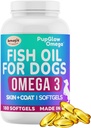 Omega 3 Fish Oil for Dogs - 120 SoftGels - Skin & Coat Suplement for Dogs, Apports Healthy Skin, Coat, Joints, Heart & Imune System, Premium Fish Oil Supplemen - Made in USA