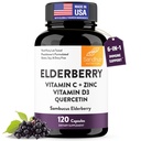 Kapsul Elderberry Vitamin C dan Zinc dengan Vitamin D3 & Quercetin 124; Tambahan Kapsul untuk Pria & Perempuan 124; Mendukung Kesehatan Imune 124; 120 Cacah (Paket 1)