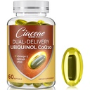 Ubiquinol CoQ10 600 MG Softgels dengan Omega-3 & Shilajit & PQQ, Advanced Dual Delivery - Q10, Active CoQ10 Ubiquinol Supplication for Fertility, Antioxidant, Heart, Brain & Energy, 60 Servings
