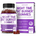 Gummies Pembakar Waktu Malam (60 Count) Weight Los & Metabolism - Sugar- Free - Delicious Raspberry Flavored Melonaciin Suplemen Gummies - Vegan Safe-Third Party Tested - Made in USA