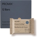 Protein Nutrition Promix Puff Bars - Blueberry & Cream - Marshmallow Crispy Treat - Great Tasting & Heally On The Go Snack - High Protein & Low Calorie - Free From Gluten, Soy, & Corn - 12 Bars
