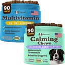 Perusahaan Anjing Multivitamin Natural dan Kaling Pasokan Bundle, Daily Nutrients and Anxiety Relief for Dogs, Dukung Kesehatan Gabungan, Skin & Coat, Mengurangi Stress dari Noise & Travel, Estivety Vitamin