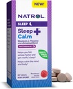 Natrol Sleep + Calm Melonain 6mg dengan L-Theanine 50mg dan Blend Botary, Tambahan Dietary untuk Tidur Penuh dan Pikiran Tenang dan Tubuh, 60 Raspbered Fast Dissolve Tablets, 60 Day Supply