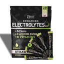 Enhanced Electrolite Powder Stick Packs (Strawberry Kiwi 124; 20 Paket) w / 0 Sugar + BCAS + B-Vitamin Electrolyte Supplemen w Poteminc & Magnesium for Hydration - Keto Electrolytes