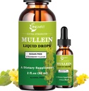 Ekstra Kekuatan 2.000mg Mullein Drops untuk Luns, Mulein Extract Suplement Leaf, Alkohol Bebas, Absorpsi Tinggi, Kuat dan Natural Vegan Mullein Liquid Drops untuk Lung Cleanse, Dukungan Imune