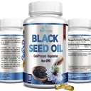 Cold Menekan Minyak Benih Hitam - 120 Capsules, Premium Nigella Sativa Hitam Cumin Pure dengan Vitamin E, untuk Rambut, Skin & Immune Kesehatan - Non-GMO 120 Capsules