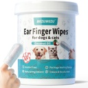 Ear Cleaner Finger Wipes 60 Counts, Dog Ear Cleaner, Grooming Kit Care for Dogs and Cats, Soft & Easy Otic Cleaning Pads, Hapus Wax, Dirt & Stop Bau, Itchy, Non-Irritating, Coconut Sent
