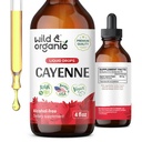 Wild & Organic Cayenne Pepper Ticture - Dukungan Digetsy dengan Ekstrak Capsaicin - Cayenne Pepper Liquid Drops untuk Overall Well- Vegan, Sugar & Alcohol- Free - 4 fl oz
