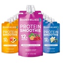 Designer Wellness Protein Smoothie, Real Fruit, 12g Protein, Low Carb, Zero Added Sugar, Gluten- Free, Non-GMO, Tidak Ada Warna Buatan atau Flavors, Super Fruits Variety Pack, 12 Count